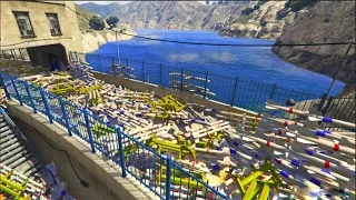 GTA 5 - 10000 MISSILES ON THE DAM! Can We Break The Dam? (GTA 5 Easter Egg)