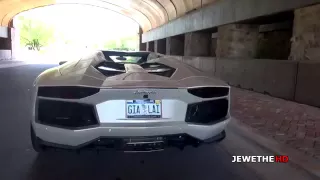 Lamborghini Aventador w  ARMYTRIX Titanium Exhaust Shooting FLAMES!! LOUD Sounds!