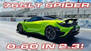 THE QUICKEST CONVERTIBLE!?  * McLaren 765LT Spider 1/4 Mile Testing