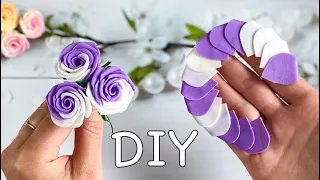 Двухцветные Розы из фоамирана Без шаблонов За 5 минут DIY Rose Flower Foam Paper / Flores de foami