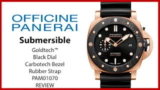 ▶ Panerai Submersible Goldtech™ OroCarbo 44mm Black Dial Rubber Strap PAM01070 - REVIEW