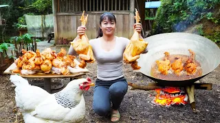 Harvesting Chickens Goes To Market Sell - Fried whole chicken like KFC | New Free Bushcraft