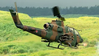 Japan's Army AH-1S Cobra Attack Helicopter BGM-71 TOW & M197 20mm Electric Cannon Live-Fire JGSDF