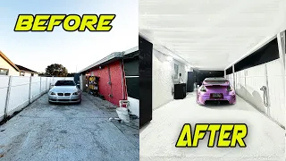 Building my DREAM Exterior Showroom Style Garage! (COMPLETE TRANSFORMATION)