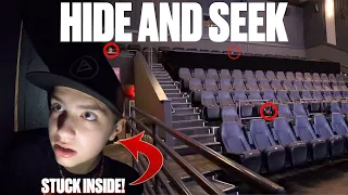 EXTREME HIDE AND SEEK IN AN EMPTY MOVIE THEATER | GOT STUCK AND HAD TO CALL FOR HELP!