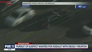 POLICE PURSUIT: Assault with a deadly weapon suspect leads LAPD on high-speed chase