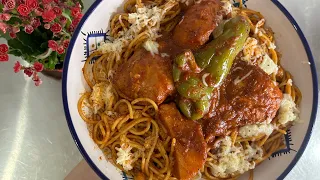 مقرونة بالصالصة بالدجاج تونسية مشخشخة ❤️😋 Spaghetti Tunisienne Au Poulet  #ma9rouna #مقرونة_صالصة