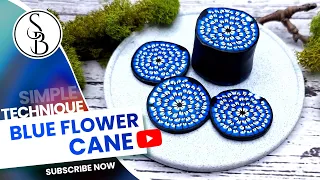 How to Make a Simple Cane - Blue Flower Polymer Clay Cane. Tutorial for Beginners. DIY