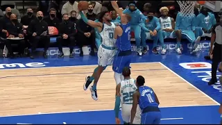 Kristaps Porzingis Monster Block on Miles Bridges Tomahawk Dunk Attempt vs Hornets [13.12.21.]