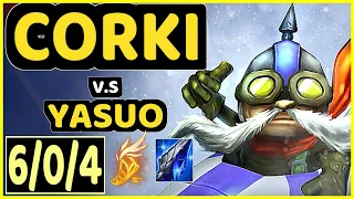 LVSYAN (CORKI) vs YASUO - 6/0/4 KDA MID GAMEPLAY - EUW Ranked MASTER