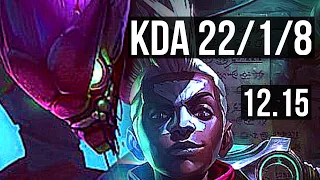 KHA'ZIX vs EKKO (JNG) | 22/1/8, Legendary, 500+ games, 1.0M mastery | EUW Master | 12.15