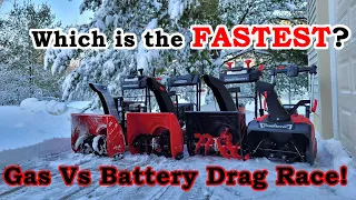 ✅ Gas Vs Battery Snowblower Comparison - Drag Race Speed Test! PowerSmart