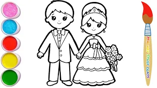 Wedding Couple Easy  Drawing, Colouring & Painting  for Kids, Toddlers