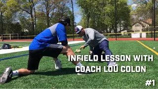 Infield lesson with Coach Lou Colon