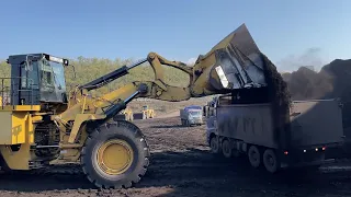 Huge Caterpillar 992G Wheel Loader Loading Trucks With 1 Pass - Sotiriadis/Labrianidis Mining Works