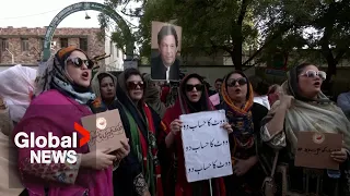 Supporters of Pakistan’s ex-PM Imran Khan protest over election results