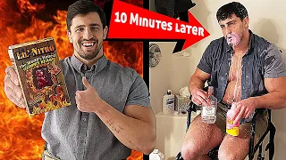 Almost DYING after eating the WORLD'S HOTTEST GUMMY BEAR | Bodybuilder VS Lil Nitro Challenge