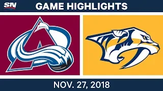 NHL Highlights | Avalanche vs. Predators - Nov 27, 2018