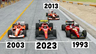 Ferrari F1 2023 vs Ferrari F1 1993-2003-2013 - Imola GP