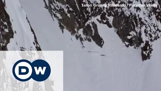 Шокирующее падение лыжницы: 300 метров по льду