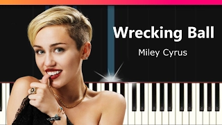 Miley Cyrus - "Wrecking Ball" EASY Piano Tutorial - Chords - How To Play - Cover