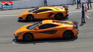 McLaren 570S vs Lamborghini Aventador SVJ vs Turbo S vs M5 - Drag Race!