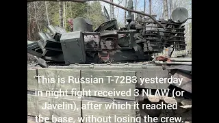 Ukraine war : Russian tank hit buy 3 ATGM NLAW ? And still running?