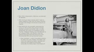 A Lecture on Joan Didion's "Slouching Towards Bethlehem"