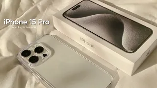 iPhone 15 Pro (white titanium) unboxing 🍎 + accessories & camera test | ASMR