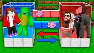 BRAIN EXCHANGE JJ and Mikey vs SKIBIDI TOILET vs TV MAN AT 3 AM in Minecraft - Maizen