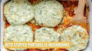 Keto Stuffed Portobello Mushrooms Recipe (With Cheese & Spinach) | Blondelish