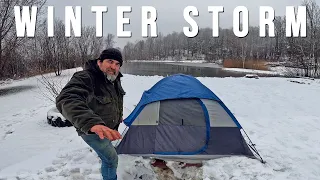 Winter Camping During a Storm | A Wintry Mix of Strong Wind Rain and Snow | Family Outdoor Adventure