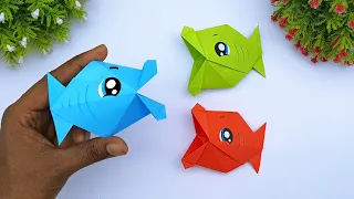 DIY How To Make Paper Talking Fish | Origami 3D Fish Easy | Moving Paper Toy Fish Making Ideas