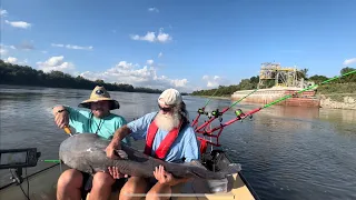 90lb Blue Cat MONSTER caught on the MO River in Kansas City with fishing guide