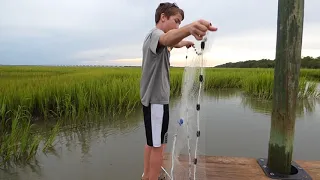 15 HUGE FISH CAUGHT WITH CAST NET! LOST NET!!!! (Super Spreader 4 Ft Net)