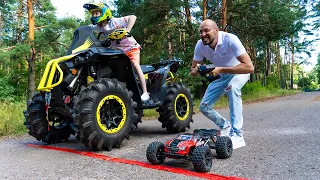 TOY car vs ATV BRP!!!ИГРУШЕЧНАЯ машинка VS квадроцикл BRP!!!