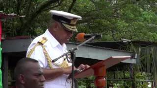 Fijian Prime Minister Voreqe Bainimara officiates at the RFMF pass-out parade