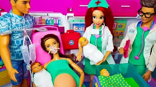 Barbie Doctor Doll Hospital Toys 🤰인형임신출산 바비인형 쌍둥이 아기 동생 탄생 인어공주 에리얼 임신 출산 현실 리얼 감동 결혼 출산 드라마 병원의사놀이