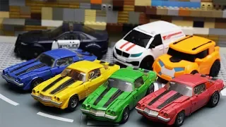 Transformers Bumblebee Movie Animation Robot Truck Lego Gym Fail & Robbery Bank Police Car