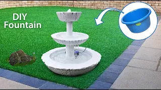 DIY Awesome Waterfall Fountain at Home using cement & Other household stuff