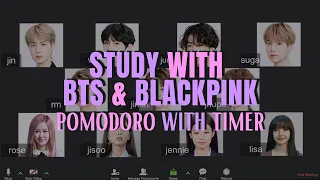 Study with BTS and Blackpink on Zoom 📚 (pomodoro 25x4 w/ timer) | Ronah Abigail Bejoc