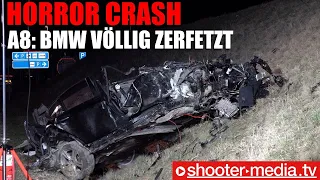 ❌ A8: Horror Crash - BMW total zerfetzt ❌  Fahrer auf Rücksitzbank eingeklemmt 🚒 Personenrettung