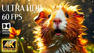 LOVEABLE ANIMALS - 4K HDR 60fps Dolby Vision with Animal Sounds & Calming Music (Colorful Dynamic)