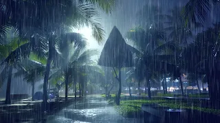 Rain in the Park | Beat Insomnia and Fall Asleep in 5 Minutes with Heavy Rain and Thunder