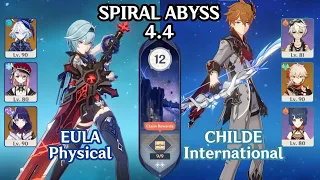 Eula C0 Physical & Childe C0 International Ver.4.4 Spiral Abyss Floor 12 ☆9 Stars【Genshin Impact】