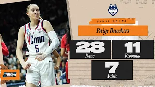 Paige Bueckers drops 28 points, 7 assists in UConn's first-round win