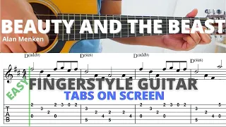 Beauty And The Beast | Easy Fingerstyle Guitar Tutorial with Tabs On Screen