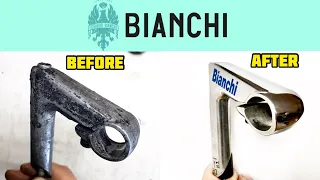BIANCHI Vintage Rusty  STEM Restoration  - Mirror Effect 😲 | BIANCHI CELESTE