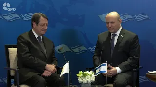 ראש הממשלה נפתלי בנט נועד עם נשיא קפריסין ניקוס אנסטסיאדיס במסגרת מפגש הפסגה ישראל-יוון-קפריסין