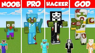 ZOMBIE STATUE HOUSE BUILD CHALLENGE - Minecraft Battle: NOOB vs PRO vs HACKER vs GOD / Animation